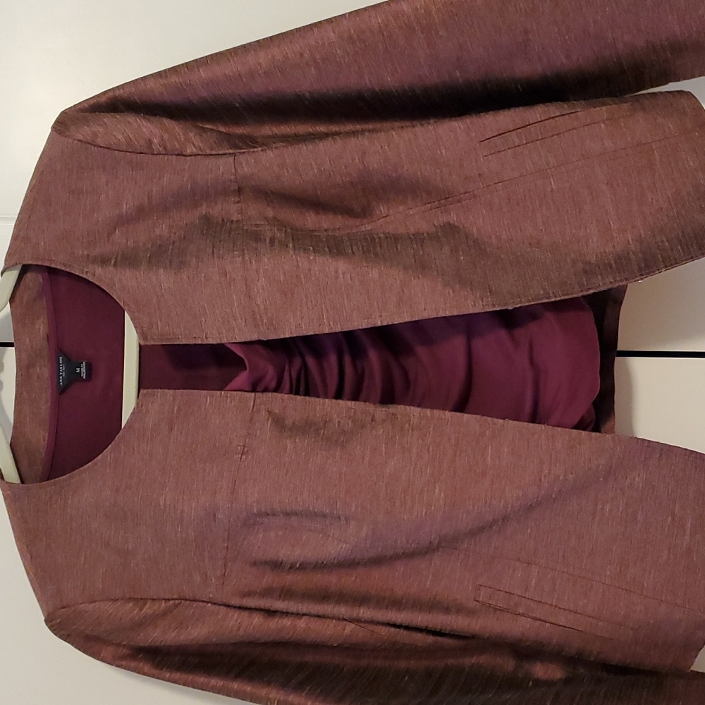 JONES NEW YORK Raspberry & Tan Silk Look Jacket - Picture 5 of 9